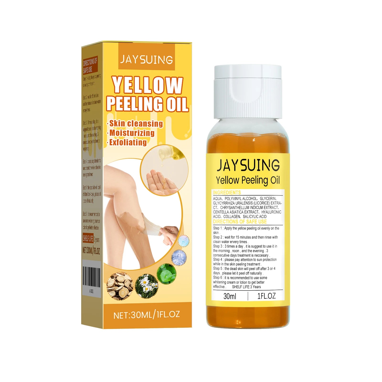 Jaysuing Whi-tening Peeling Oil Lightening Exfoliating Dark Spo-t Remove Melanin Moisturize Brightening Body Yellow Peeling Oil Zpaxo 30ml boxed