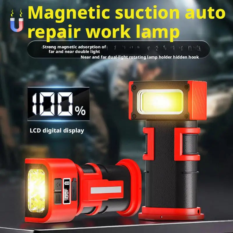 ESMARTER COB LED Rotating Work Light – Magnetic Base, Rechargeable