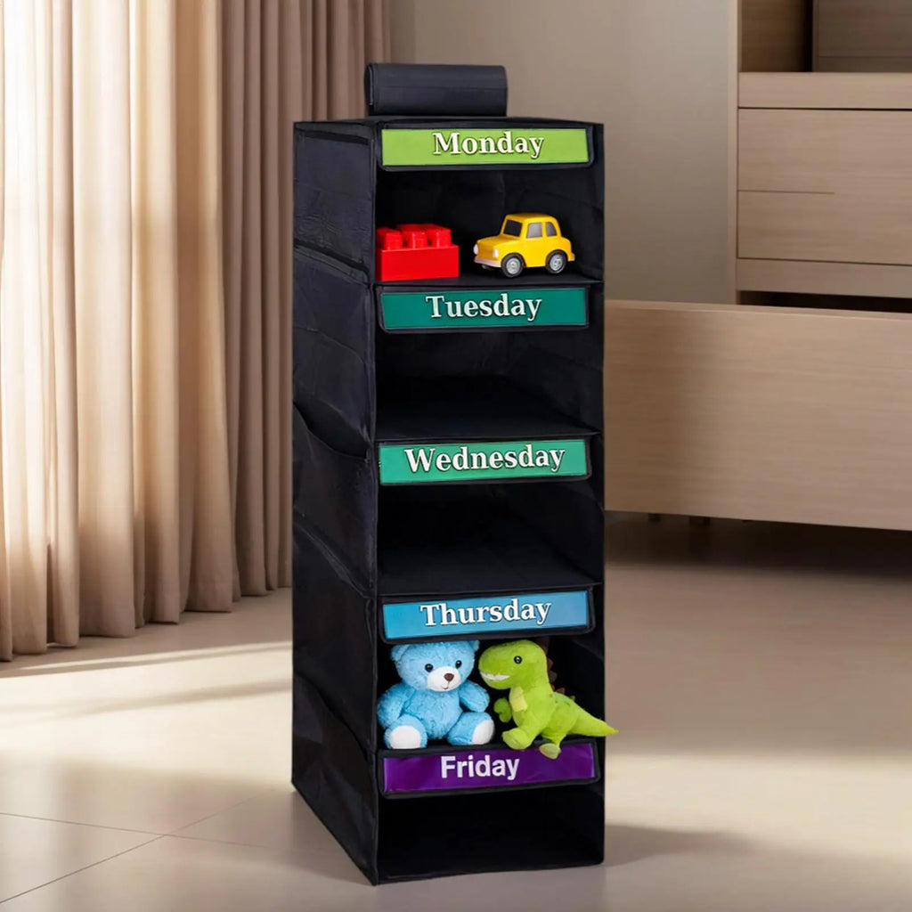 Days Week Clothes Organizer 5-Shelf Clothing Storage Hangable