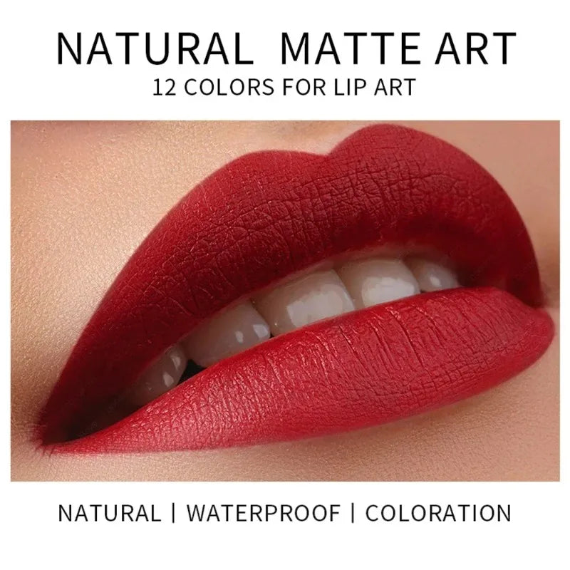 12 Colors Matte Lipstick Lip Liner Easy Coloring Non-stick Cup Pen