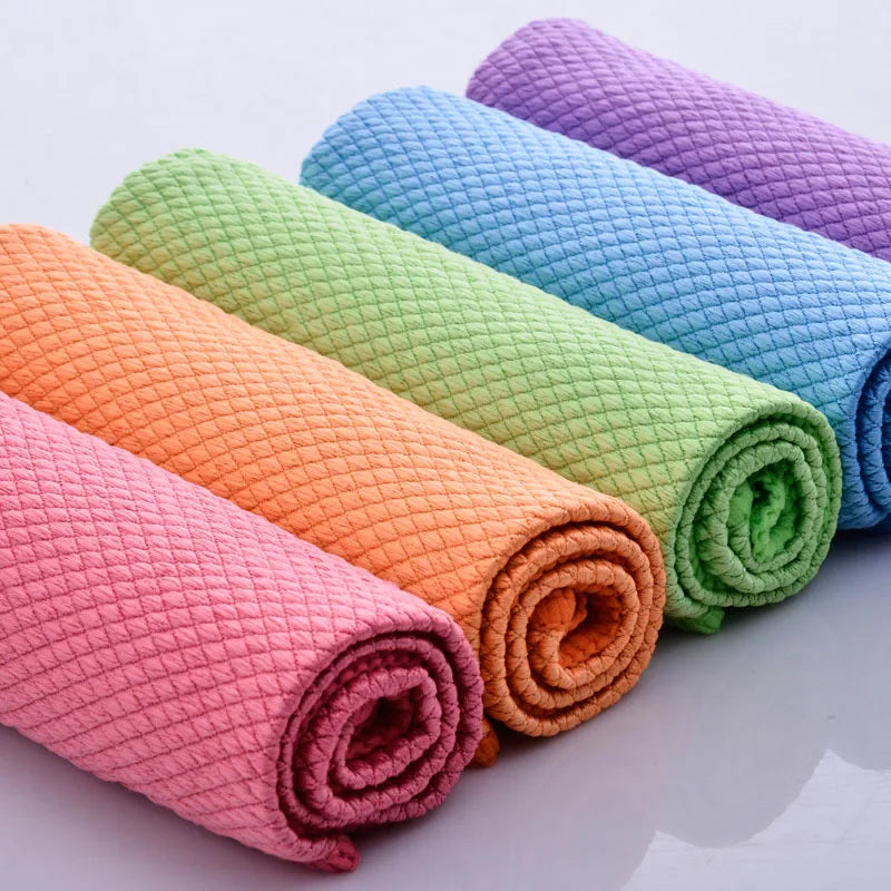 5/10pcs Dish Towels Fish Microfibre Scale Cleaning Cloth Reusable Kitchen Wipes Soft Dishcloths Lint-Free Super Absorbent Towel Zpaxo
