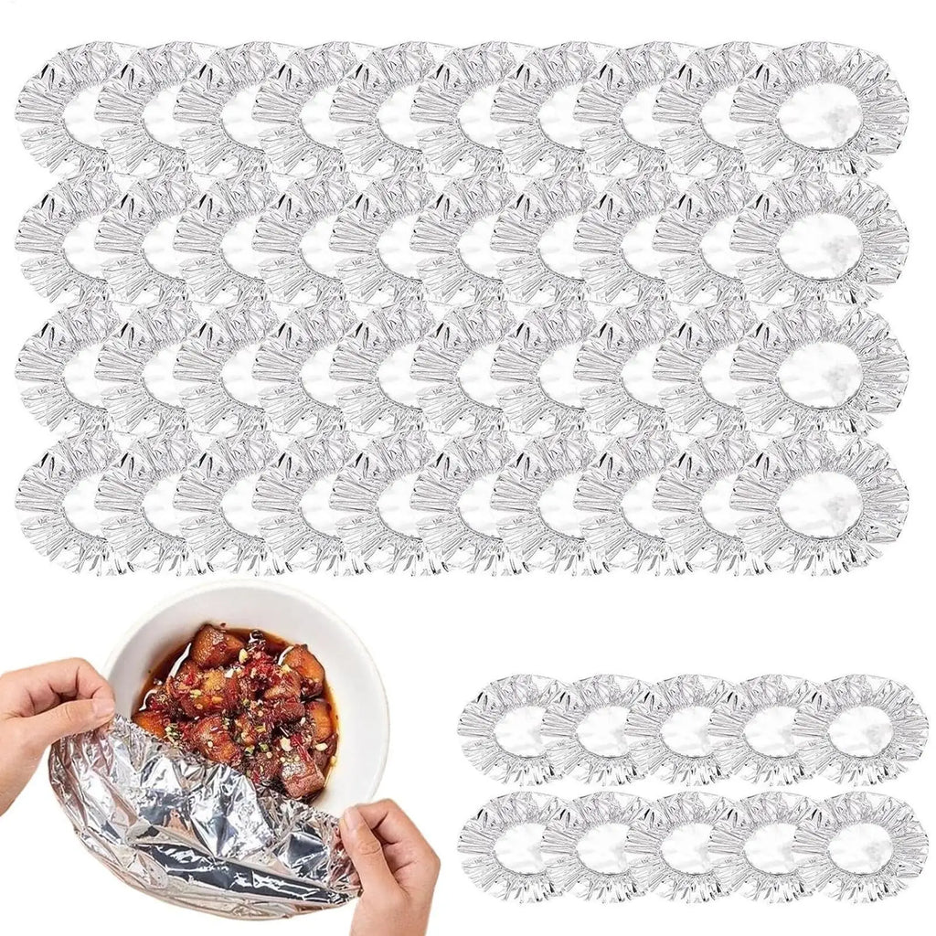 Reusable Aluminum Foil Elastic Covers Heat Retaining Lid Food Fresh