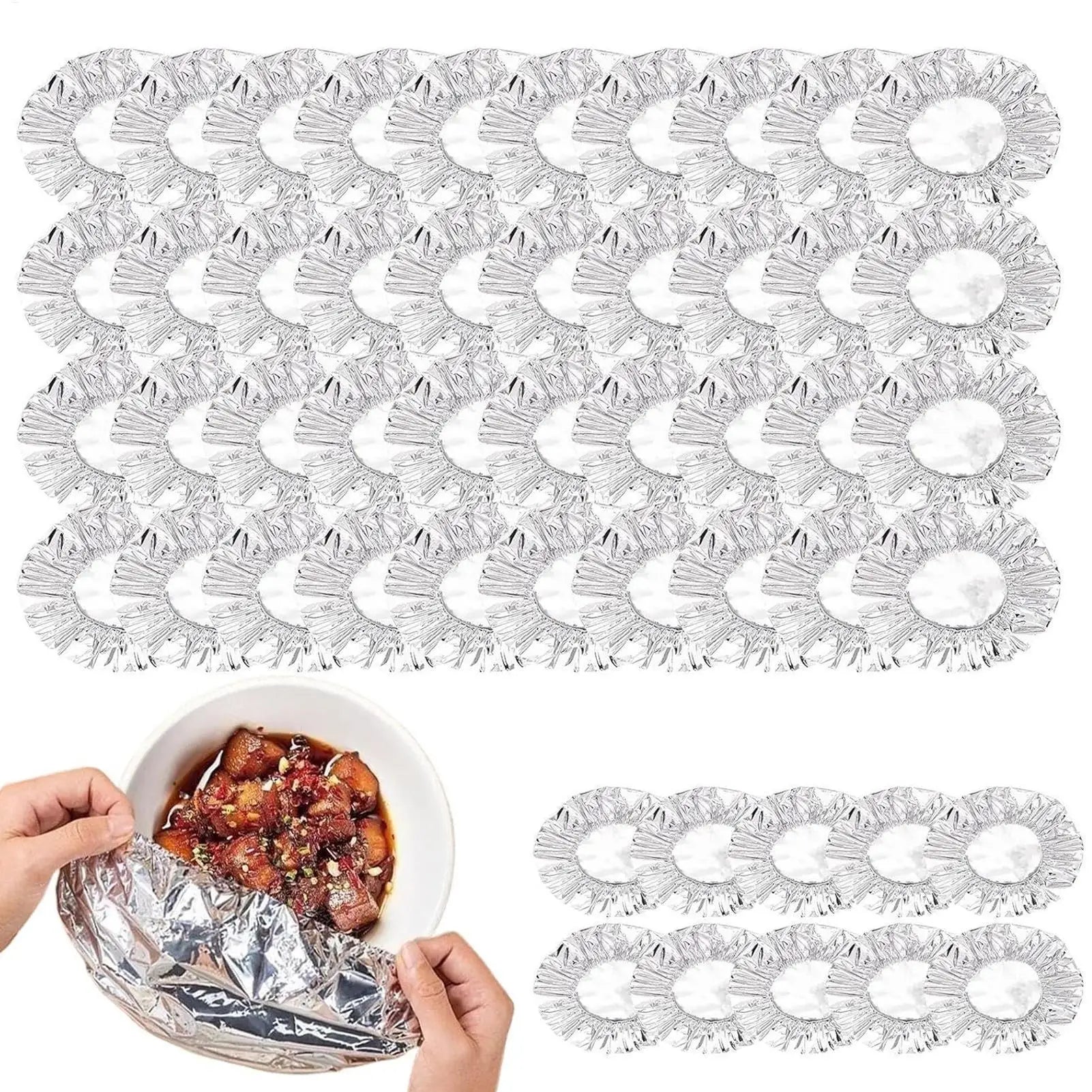 Reusable Aluminum Foil Elastic Covers Heat Retaining Lid Food Fresh