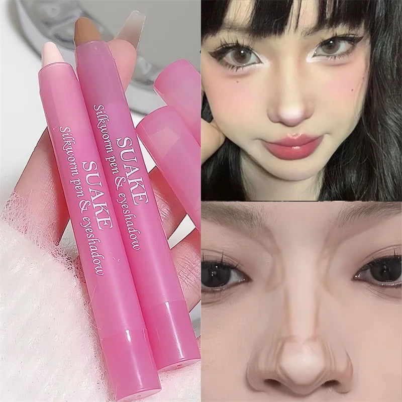 New Face Concealer Contouring Glitter Highlighter Pen Bronzer Pencile Waterproof Brighten Lying Silkworm Eyeshadow Stick Makeup Zpaxo