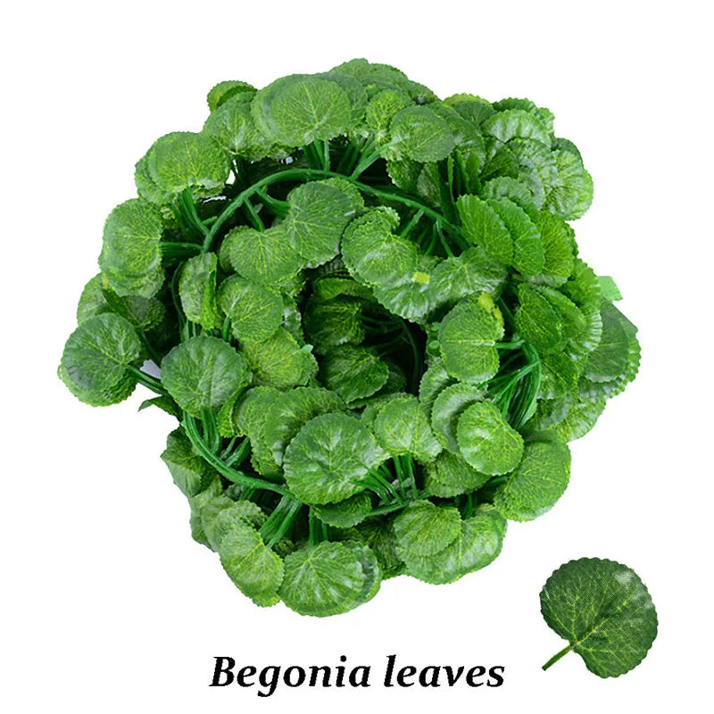 12 Artificial Ivy Fake Vines Garland Hanging Plants Green Leaves Zpaxo Begonia leaf 24 pack