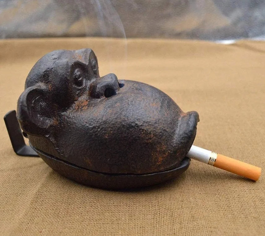 Outdoor Ashtrays Patio Waterproof Iron Monkey Outside Ashtray Lid