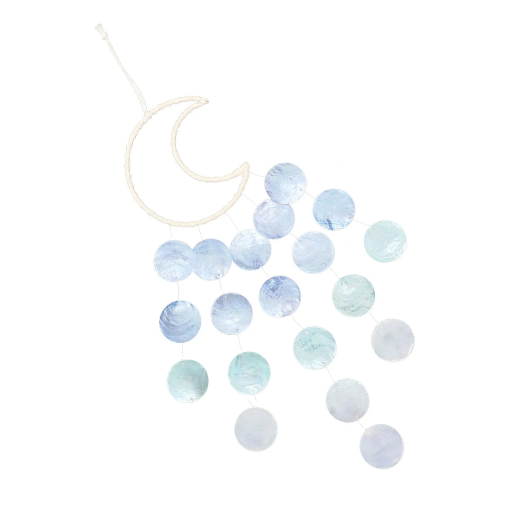 Exquisite Moon Shaped Shell Wind Chime Made Natural Wood Seashells