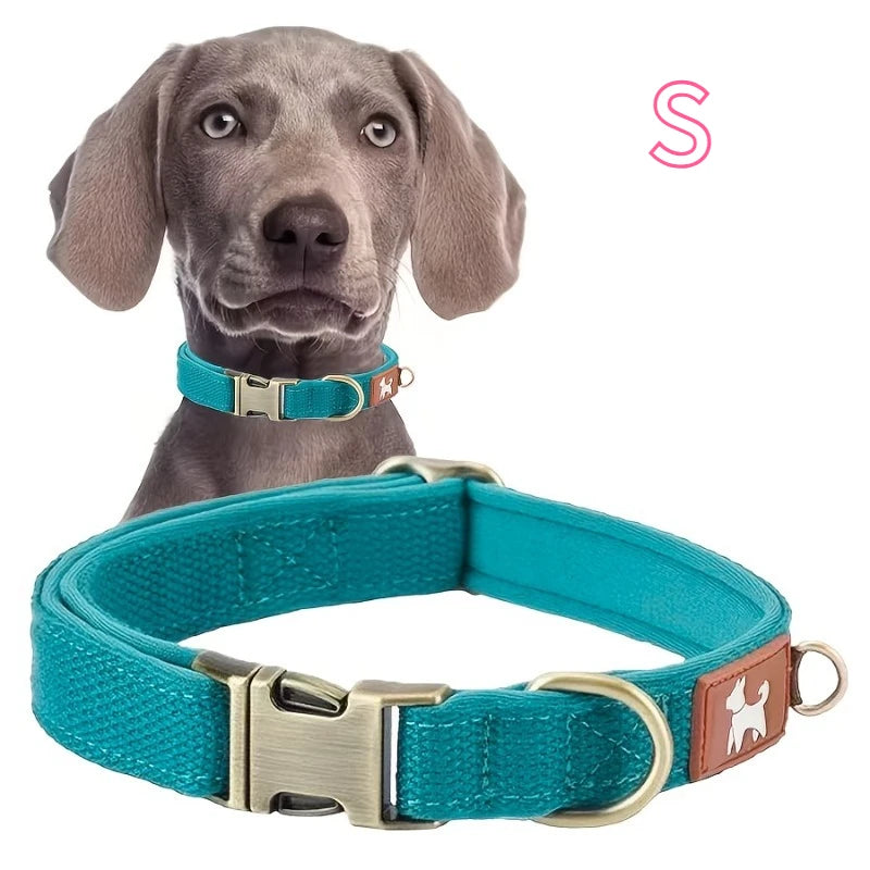 Vintage Durable Nylon Webbing Lined Dog Collar Suitable Large Medium Zpaxo BLUE-S