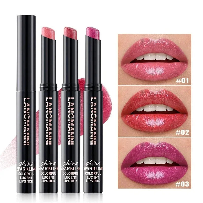 10 Colors Glitter Lipstick Waterproof Long Lasting Moisturizing