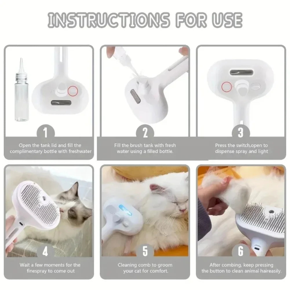 Comb for Dogs and Cats Steam Spray Dog Grooming Brush Unique Steam Brush for Dogs Luxury Grooming Steam Green Pink White Zpaxo