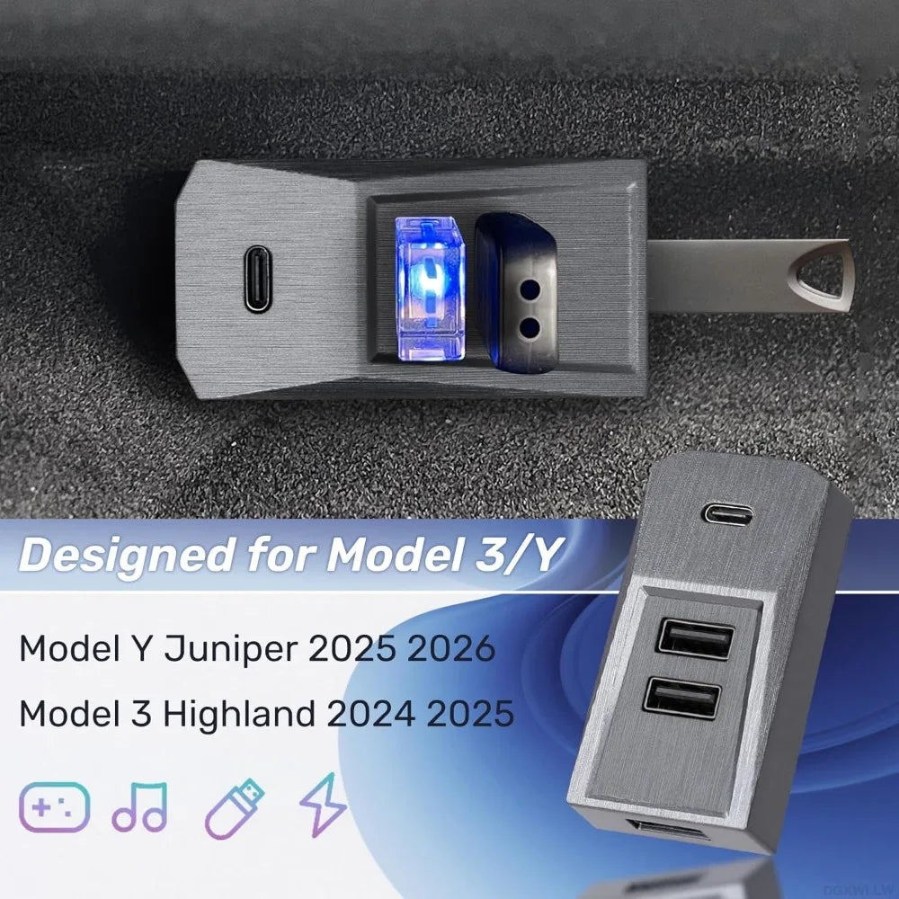 Tesla Model Y Juniper & Model 3 Highland Glovebox USB Hub