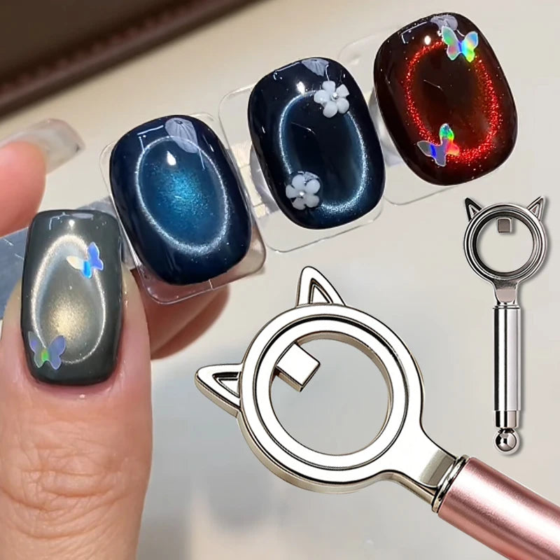 New Black Hole Shape Cat Eye Nail Art Magnet with Handle for Magnetic Gel Nail Polish DIY Nail Art Strong Magnetic Tool Beginner Zpaxo