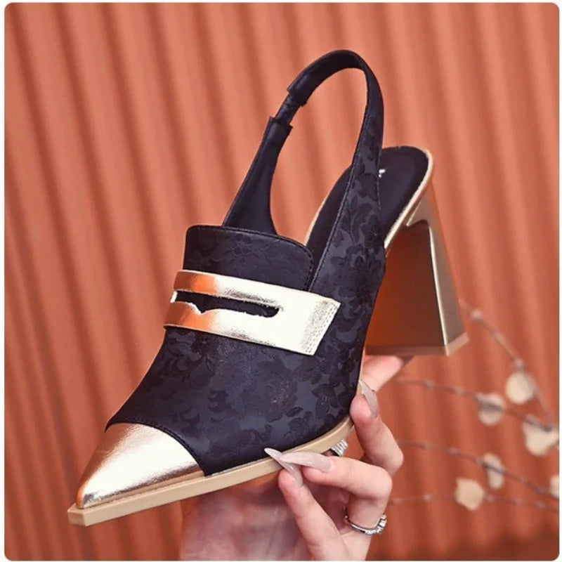 2025 Women Sandals Sexy Pointed Toe Heels Print Random Shoes Summer Zpaxo