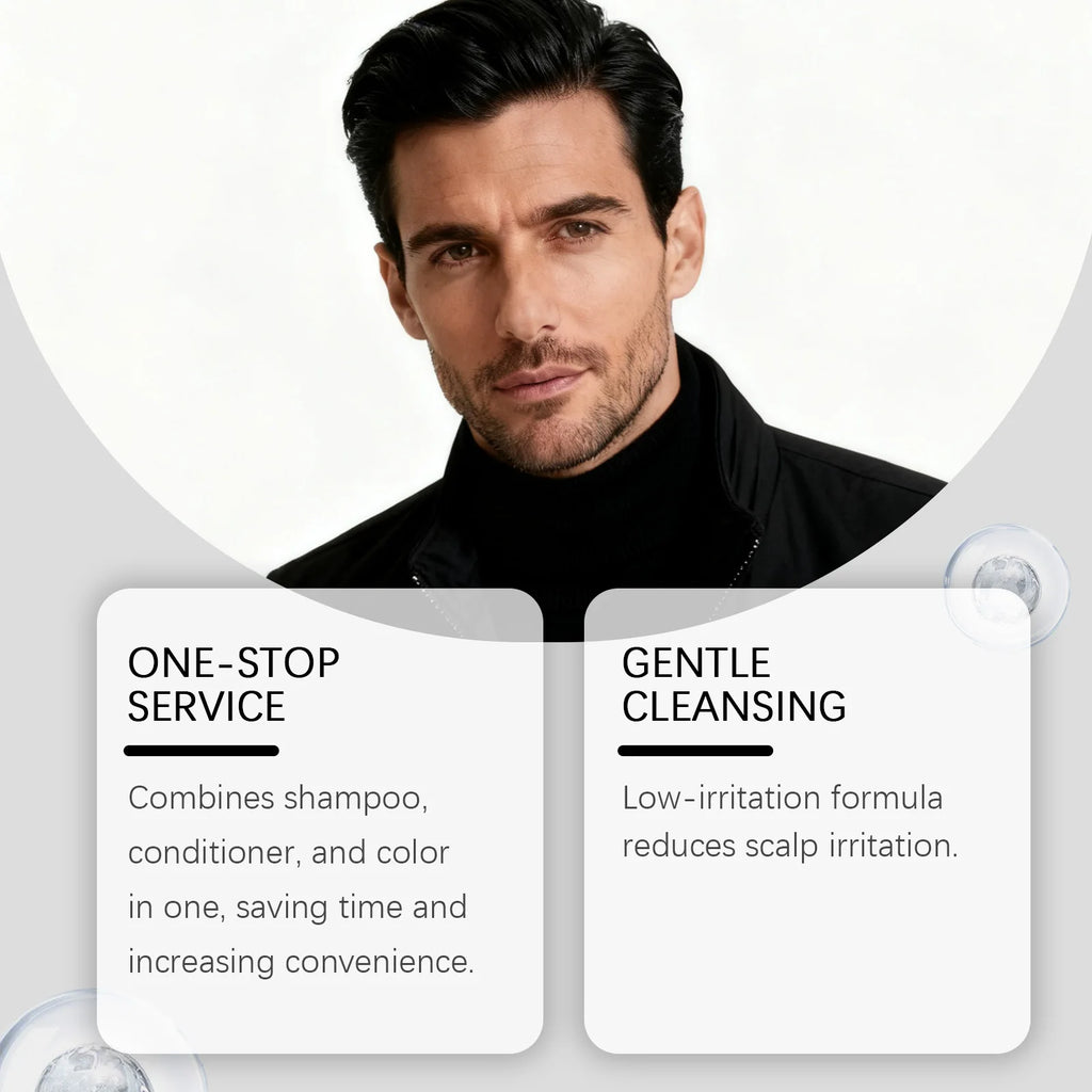 East Moon Black Men's Hair Shampoo Gentle Enhances Color Naturally Even Shine Covers Gray Hair and White Beard Daily Hair Care Zpaxo