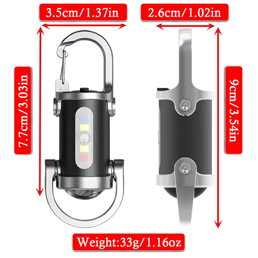 7-Mode COB LED Keychain Flashlight – Rechargeable & Waterproof