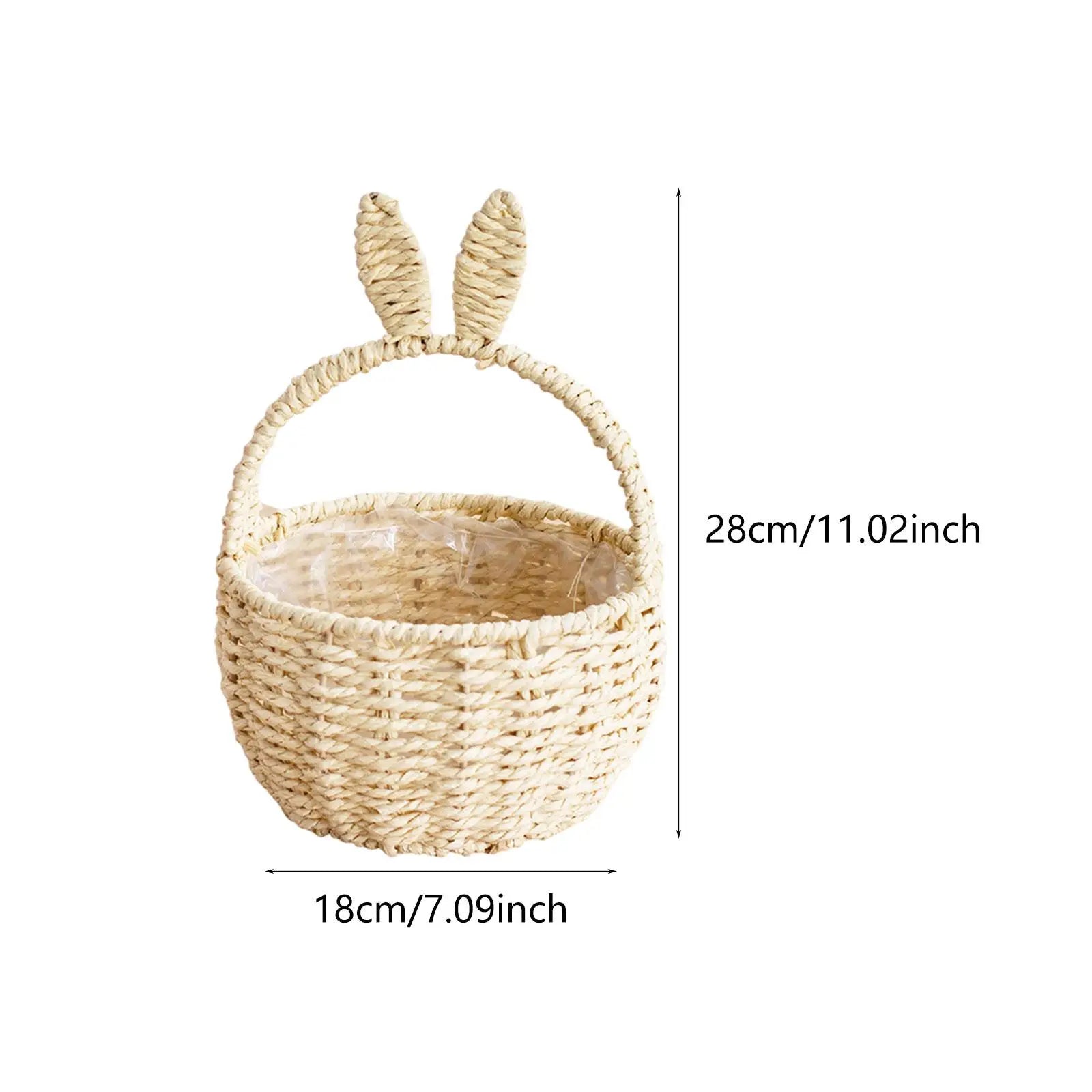 Adorable Bunny Ears Woven Basket for Easter Gifts for Picnic Wedding Party Candy Flower Basket Empty Snacks Basket Decor Zpaxo Off white