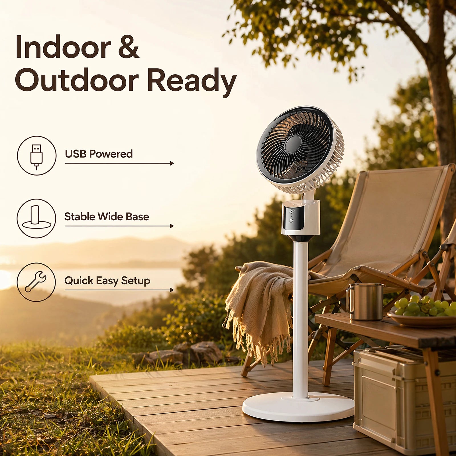 Modern Circulating Floor Fan 3-Speed Quiet Adjustable Multi-angle