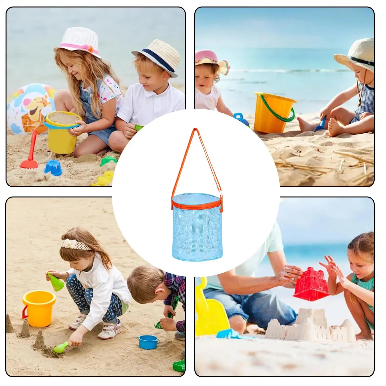Sea Shell Bags For Beach 2 Pieces Sand Toys Holder Tote With Adjustable Strap Portable Sea Shell Bag For Travel Beach Vacation Zpaxo