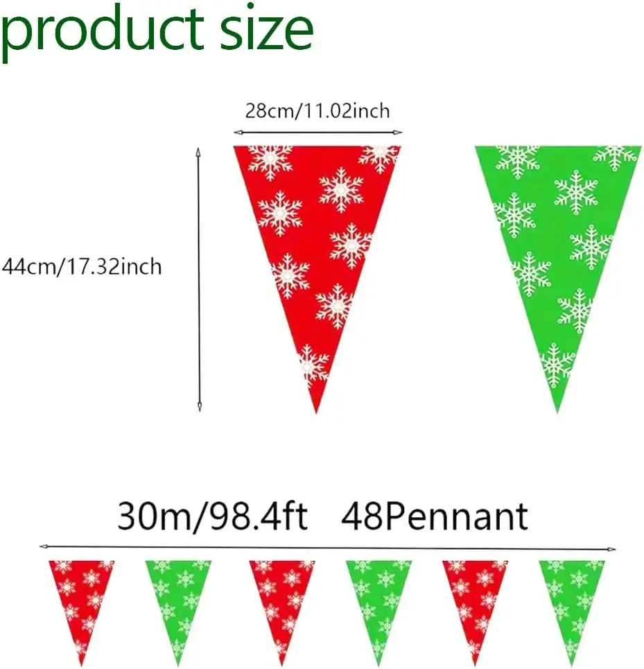 Christmas Snowflake Triangle Bunting Banner Winter Party Decorations