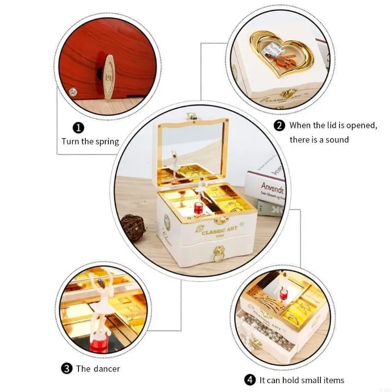 Elegant Rotating Jewelry Music Box Ornament Mechanical Box Suitable for Gift Presentation & Homes Mood Enhancement Zpaxo