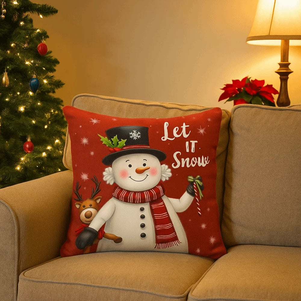 Christmas Cushion Cover 45×45cm – Tree & Snowflake Pillow Case Decorative Pillow Cover Zpaxo