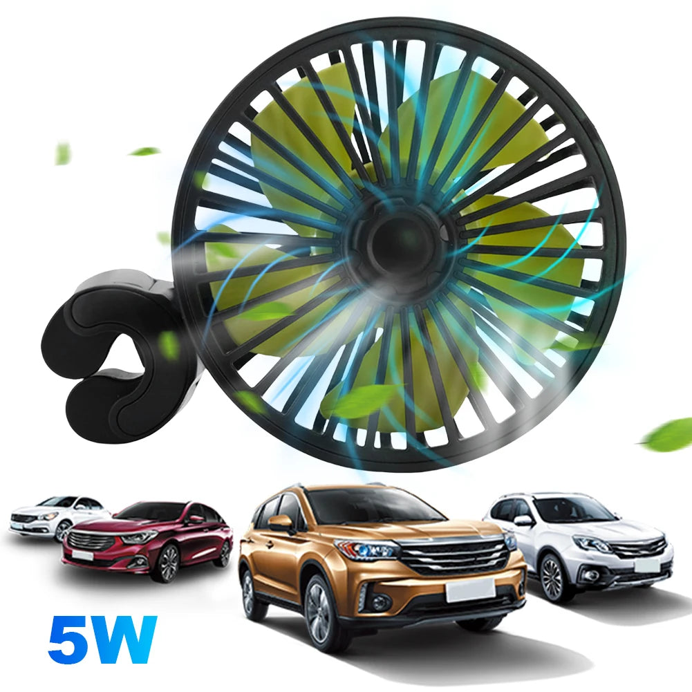 USB Car Cooling Fan 360 Rotatable Cooling Backseat Fan Vehicle Rear Headrest Fan Summer Accessories for Sedan SUS RV Truck Zpaxo