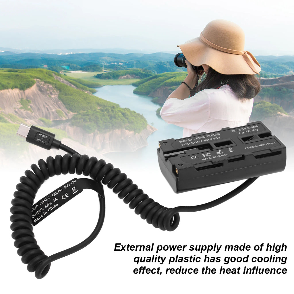 Spring Cable Dummy Battery C NP F550 Power Adapter Monitor Fill Light