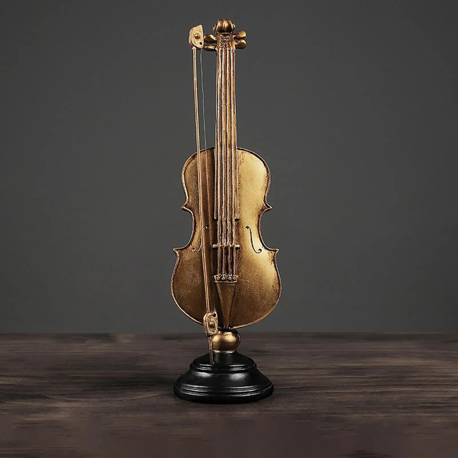 Instrument Figurines Gold Simulation Collectible Statue Miniature Saxophone Violin Statue with Stand for Collector Musician Home Zpaxo