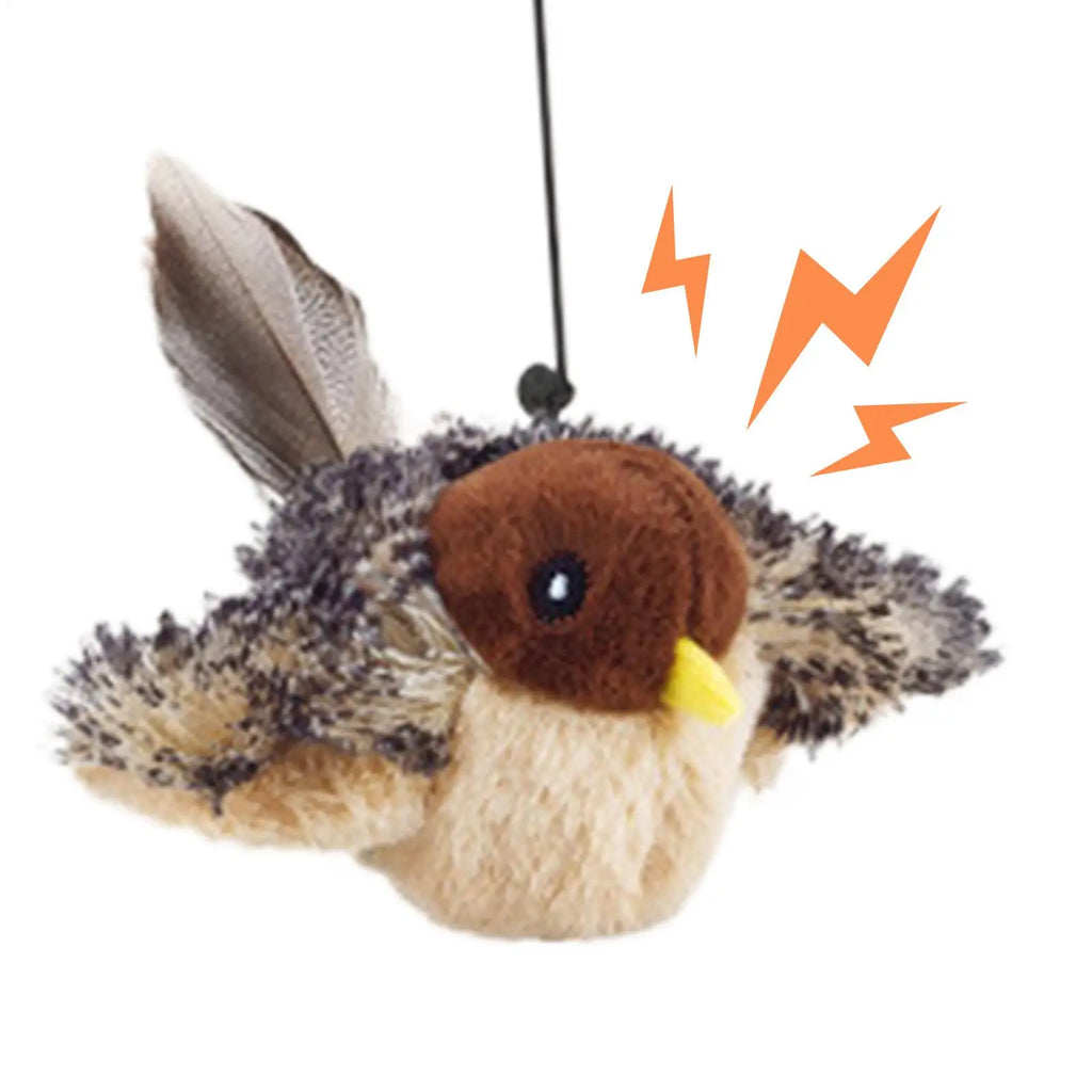 USB Rechargeable Flapping Bird Cat Toy Touch Activated Chirping