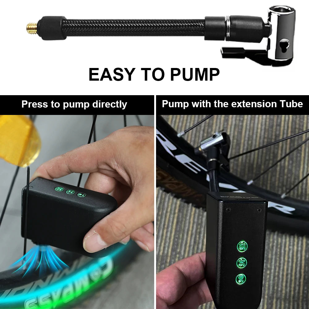 Toptrek 100psi Mini Electric Air Pump Portable 1260mAh Bicycle Pump Inflator Presta Schrader Valve Road MTB Bike Motorcycle Pump Zpaxo