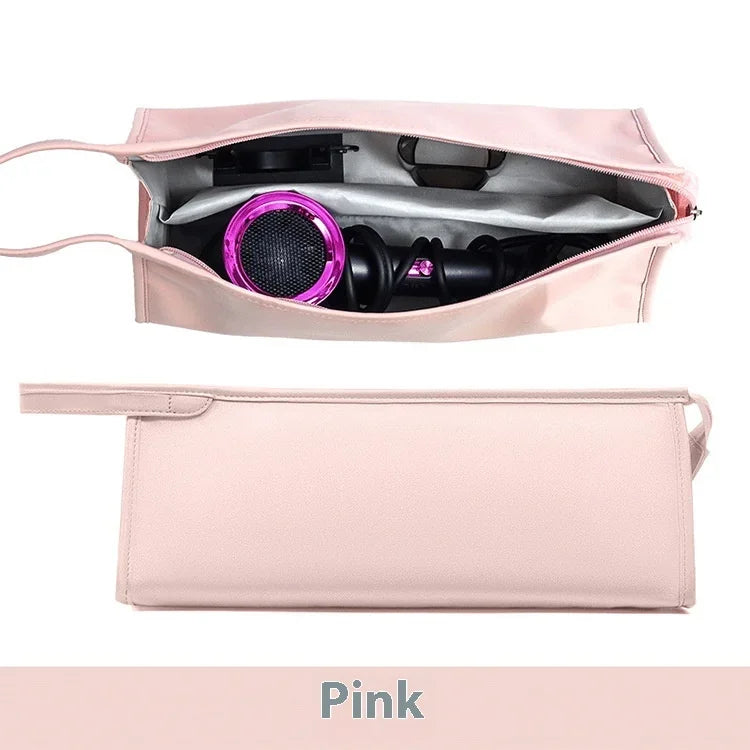Portable PU Leather Hair Dryer Storage Bag Travel Case For Dyson/Airwrap Styler/Shark Flexstyle Carrying Supersonic Hair Dryer Zpaxo Pink