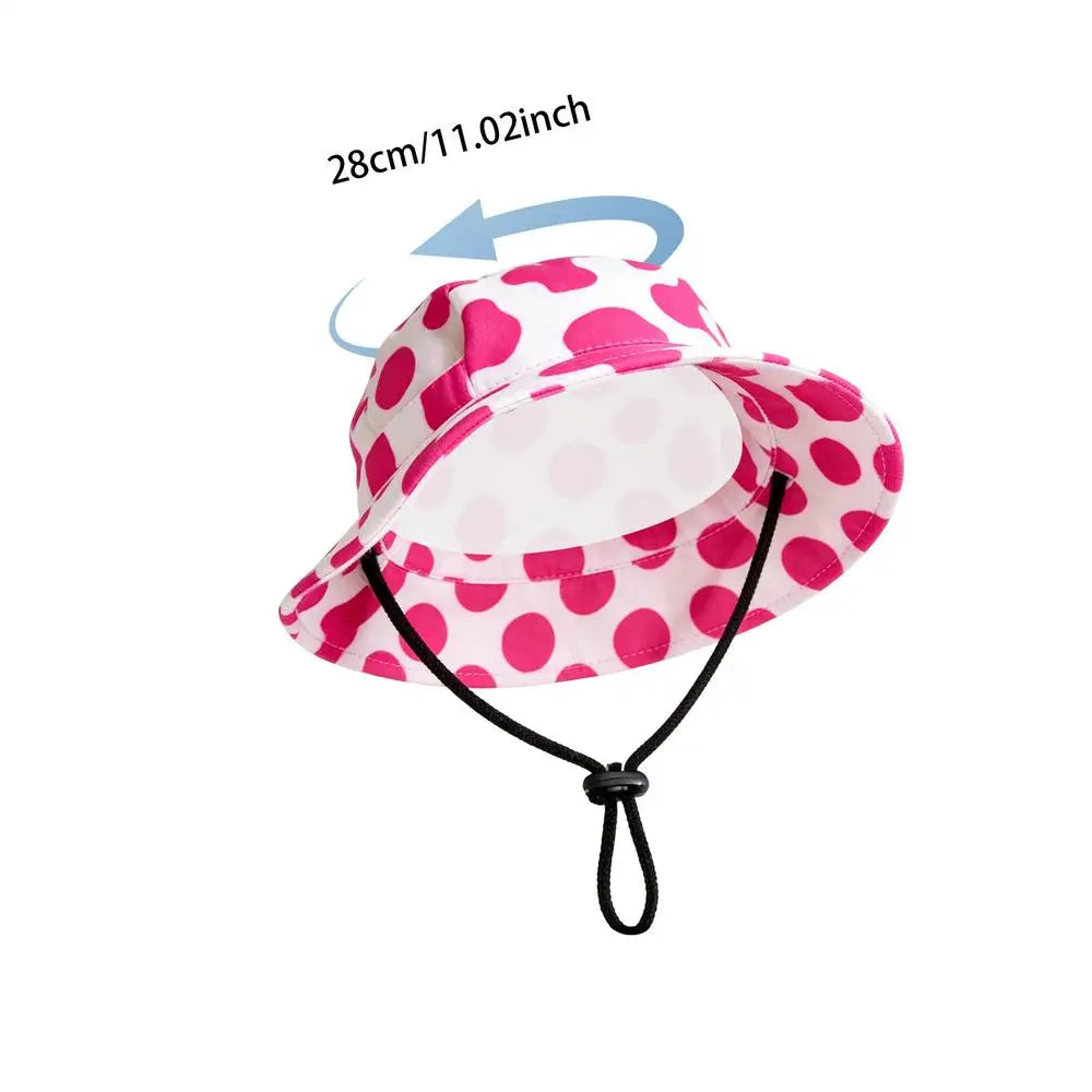 Pet Sun Hat Breathable Bucket Caps Ear Holes Design Adjustable Cat