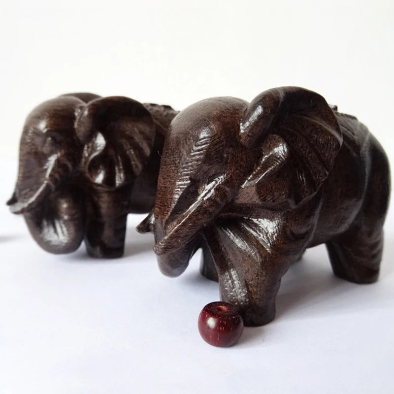 Crafts Retro Home Feng Shui Desktop Decoration Natural Carved Elephant Statue Luxury Elephant Figurine Wooden Ornaments Zpaxo