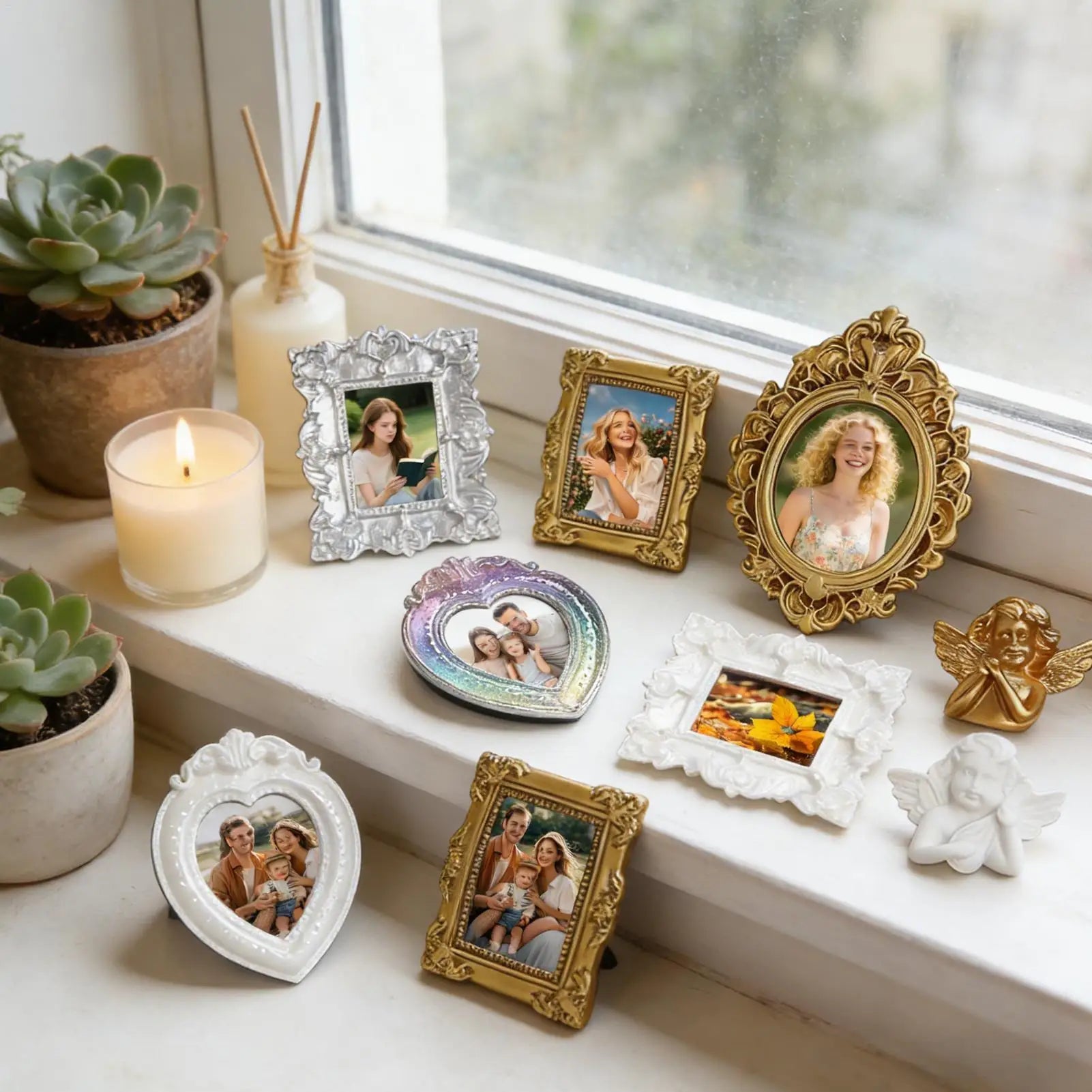 Vintage Mini Picture Frames 9 Tiny Antique Small Photo Frame DIY