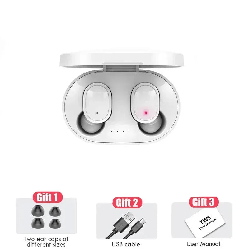 A6S TWS Headphones Wireless Bluetooth Sports Stereo Suitable Android Zpaxo White A6s