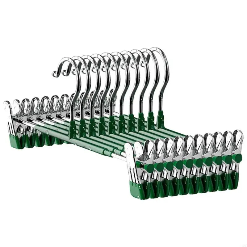 Multifunctional No Scratch Slip Resistant Trouser Hangers Adjustable Clothing Rack Organizers For Drying Skirts Towels Zpaxo Green CN