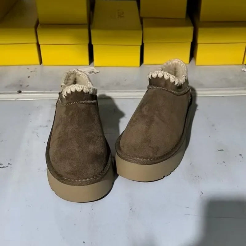 Winter Warm Suede Boots Women Classci Leather Women's Snow Outdoor Zpaxo antelope brown 35