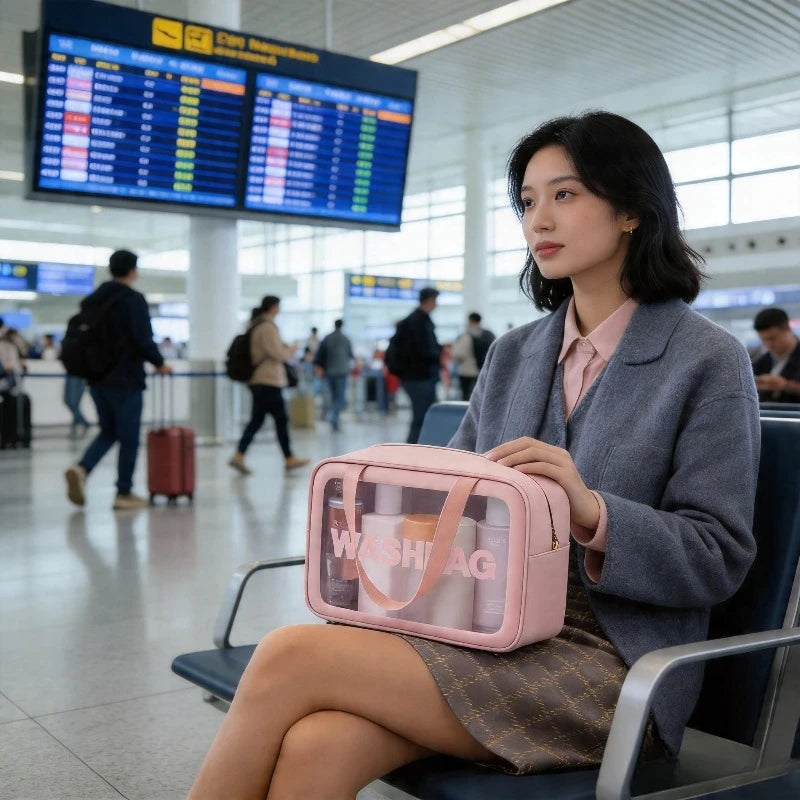 Toiletry Bag Transparent Window Spacious Easy-clean Travel Gym Daily