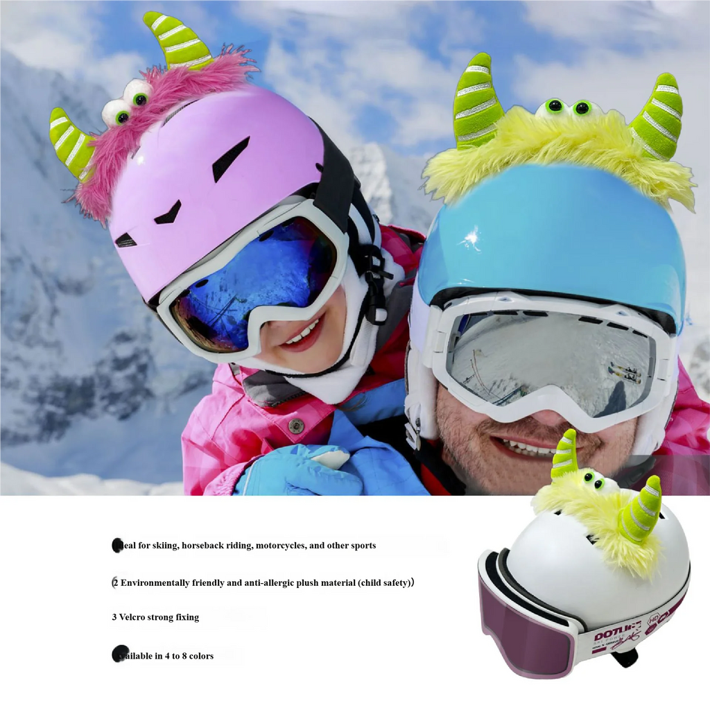 3D Plush Monster Helmet Ears – Fun Ski & Outdoor Helmet Decor