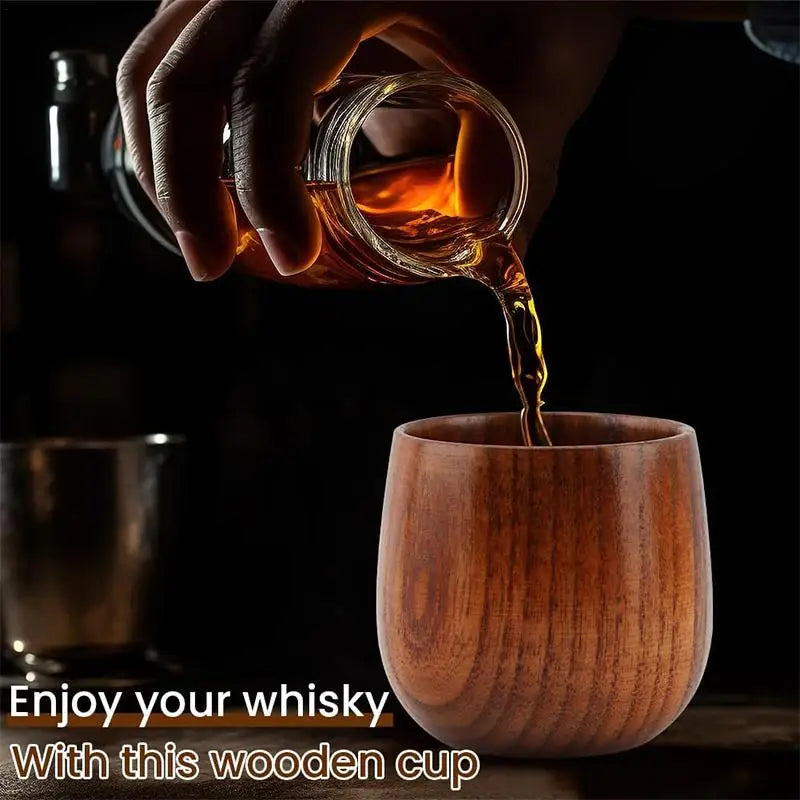 Wooden Whiskey Cup Old Fashioned Drinking Tumbler Men Bourbon Glasses