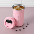 Thermos Coffee Mug 380/510ml 304 Stainless Steel Vacuum Cup Temperature Display Flask Thermal Tumbler Business Office Coffee Cup Zpaxo Pink 501-600ml