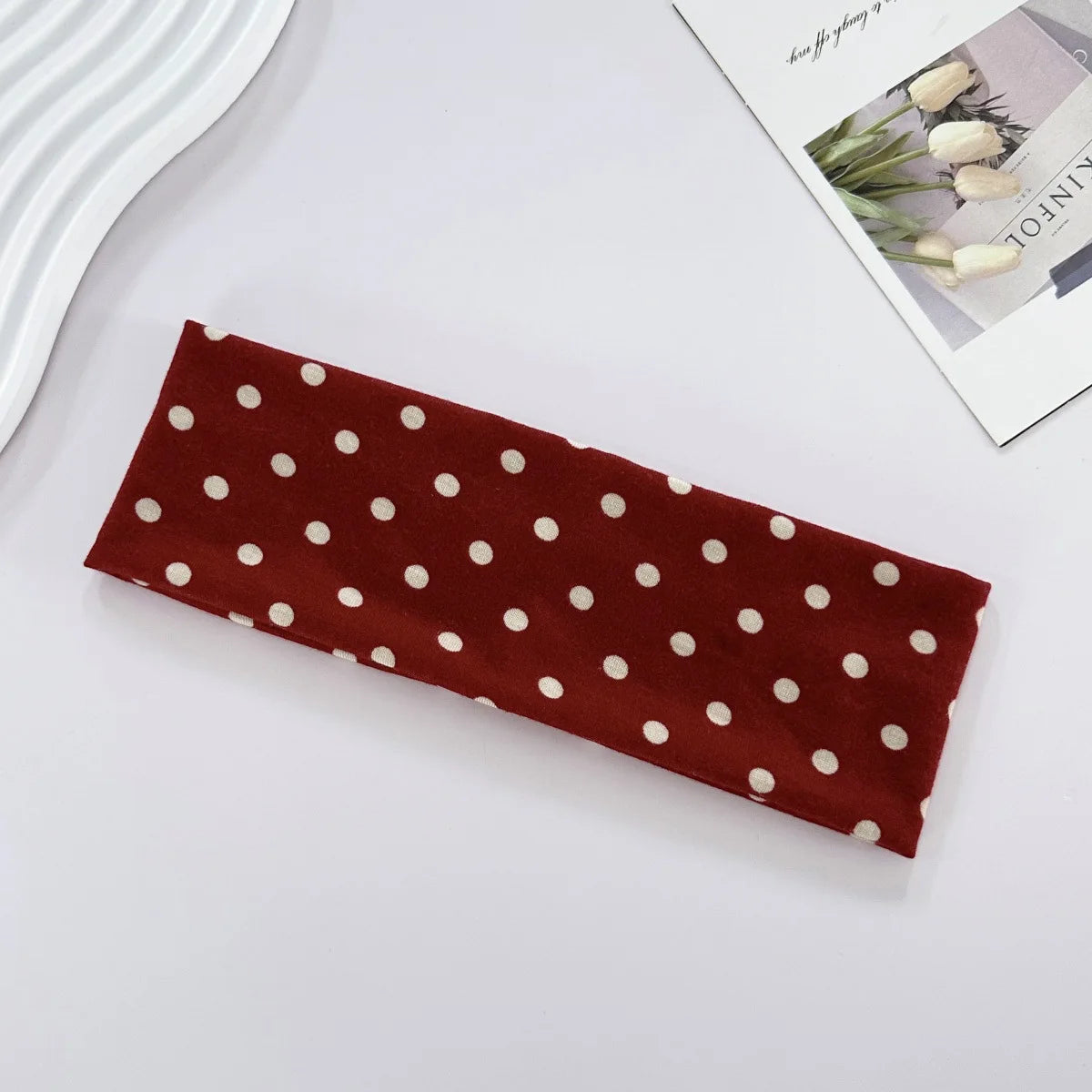 Y2K Retro Boho Breeze Wind Dot Stretch Women's Hairbands Korean Ins Zpaxo Red One Size