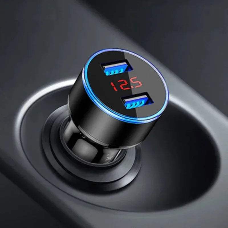 Dual USB Car Charger 3.1A Fast Charge & LED Voltmeter