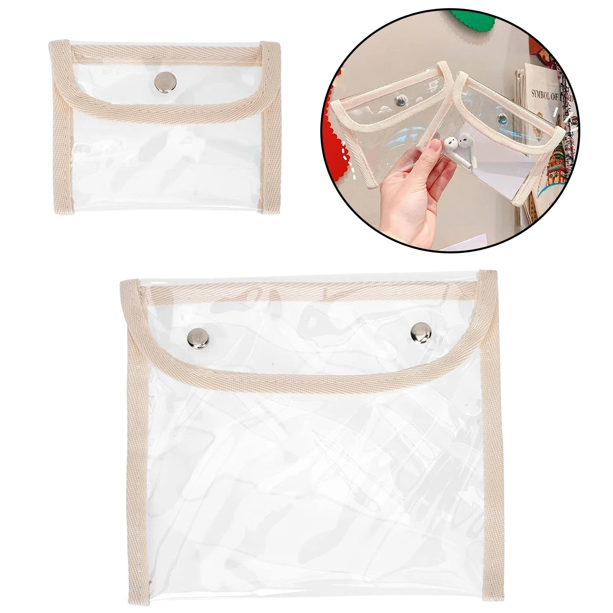 2-Pack Clear PVC Toiletry Pouches – Waterproof Travel Makeup Bag