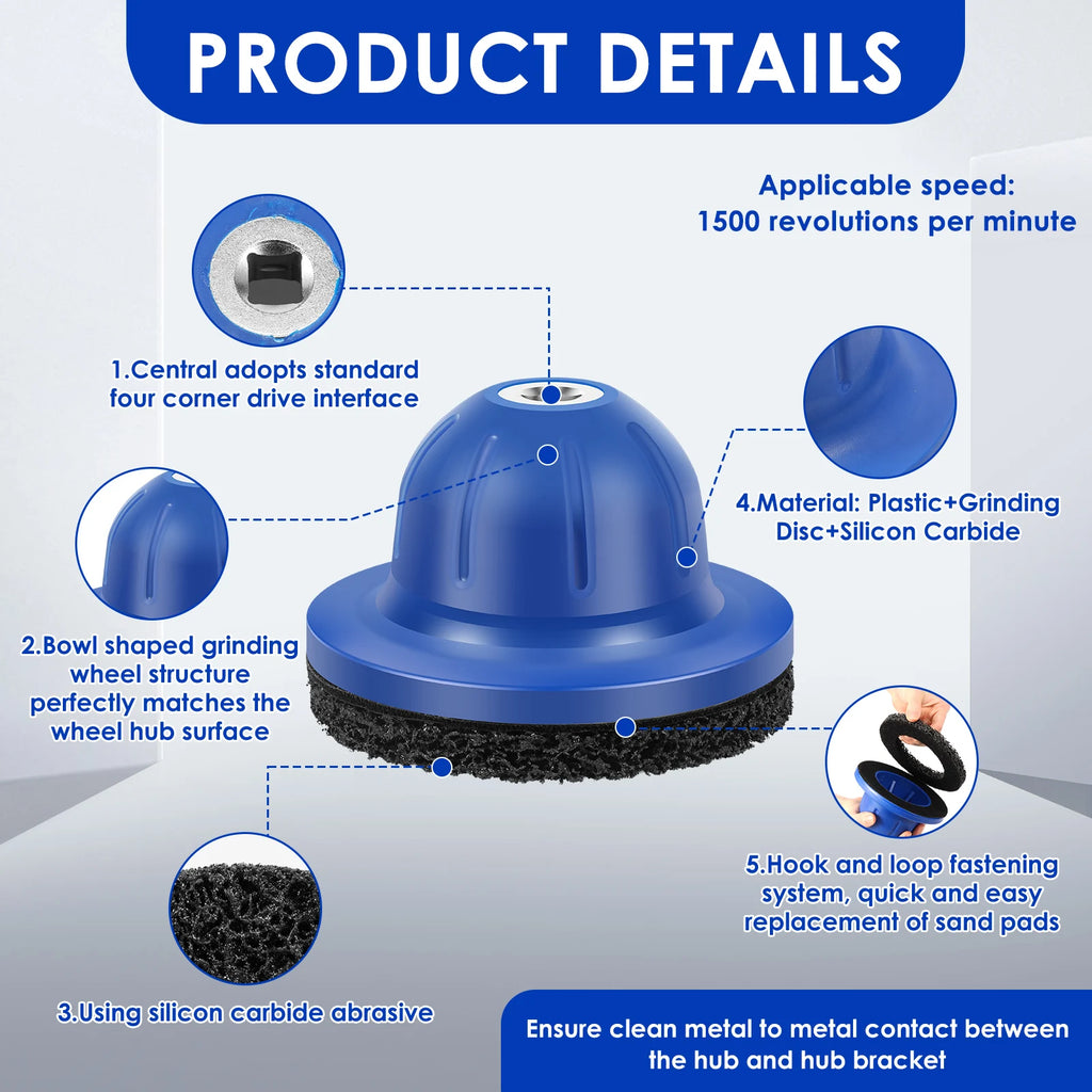 150mm Car Wheel Hub Grinder Ball Head Grinder Wheel Hub Cleaner for Tyre Change, Rim Cleaning & Rust Removal Wheel Hub Brush Zpaxo
