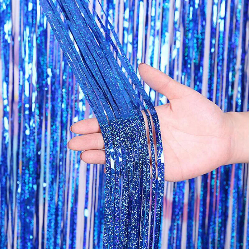 2M Glitter Pink Metallic Foil Tinsel Curtain Backdrop Birthday Zpaxo Blue