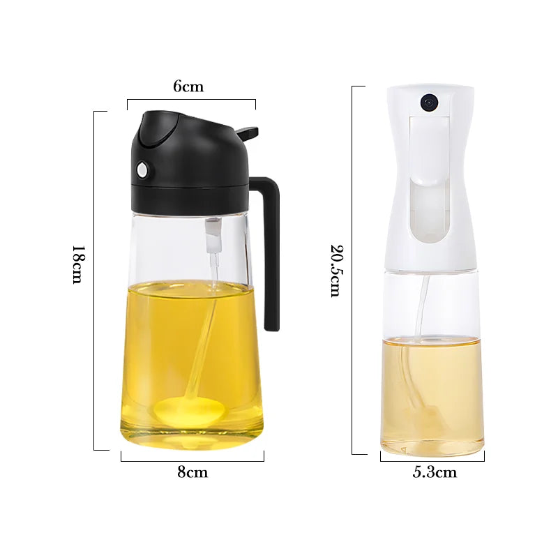 2in1 Plastic Spray Oil Sprayer Bottle Dispenser Jar Cruet BBQ Kitchen