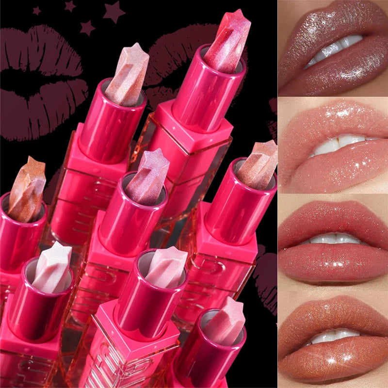 Pearlescent Glitter Lipstick Fine Shimmer Shiny Lip Blam Waterproof Long Lasting Moisturizing Lip Tint Pink Sexy Lips Makeup Zpaxo