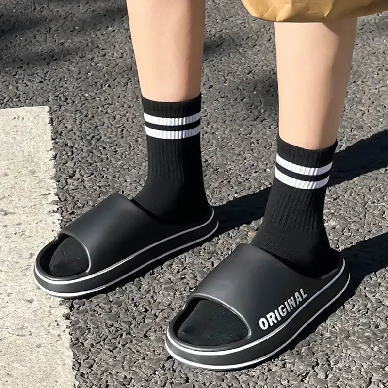 Slippers Man Solid Feslishoet Women Letter Mens Thick Sole Indoor