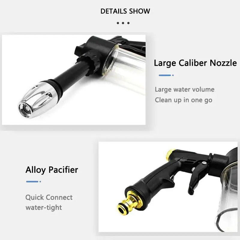High-Pressure Car Wash Gun with Foam Cannon & Garden Spray